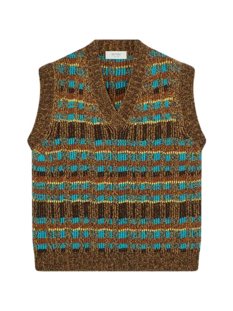 RETORI jacquard-knit V-neck vest Brown 01MKNTO010LS04