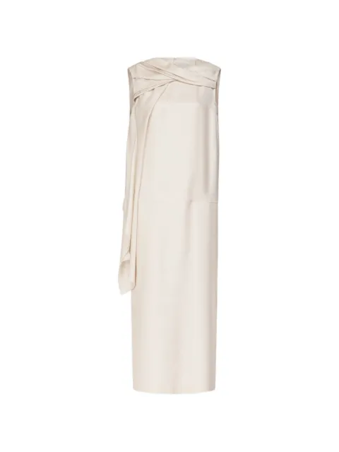 LouLou de Saison Izia draped silk-twill dress Neutrals IZIA
