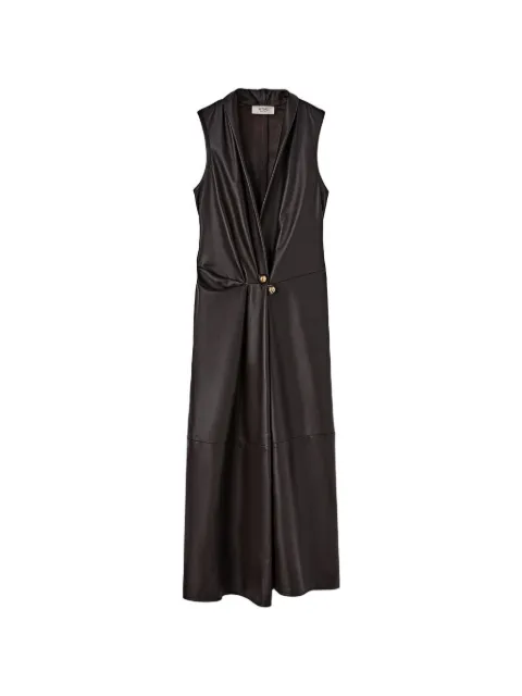 RETORI mangosteen-closure leather maxi dress Brown 02WFADR008LE00