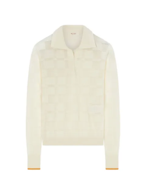 RETORI jacquard-knit long-sleeve polo shirt Neutrals 01WKNTO004CJ01