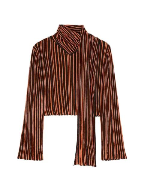 RETORI striped scarf-detail blouse Brown 02WKNTO121LS05