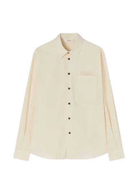 RETORI embroidered-detail chest-pocket long-sleeve cotton shirt Neutrals 03MFATO013CU09