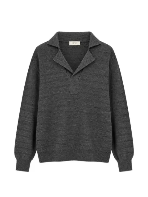RETORI knitted long-sleeved wool polo shirt Grey 04MKNTO163LS12