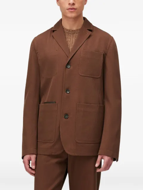RETORI denim-effect single-breasted blazer Brown 02MFAJA009LF04