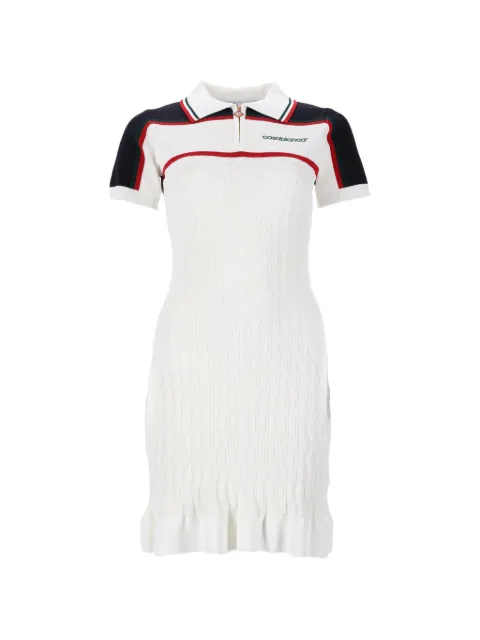 Casablanca contrast-trim ruffled mini dress White WPF26KW157