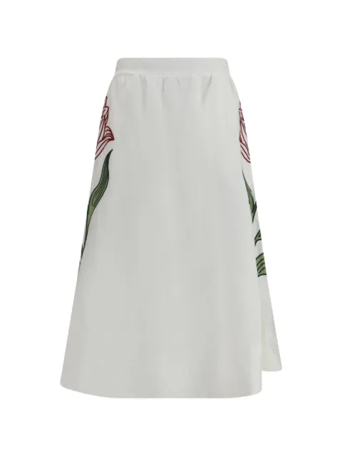 FARM Rio floral-embroidered midi skirt White 356500