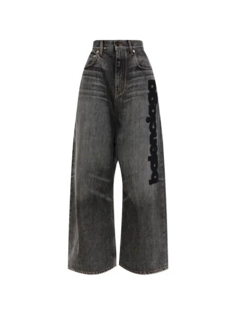 Balenciaga logo-patch wide-leg jeans Grey 872163