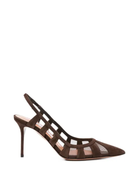 Aquazzura Acreen mesh-panelled suede pumps Brown SEEMIDP0SFEESP