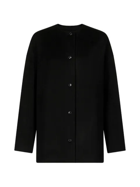 LouLou de Saison Dunne LDS collarless single-breasted coat Black DUNNELDS