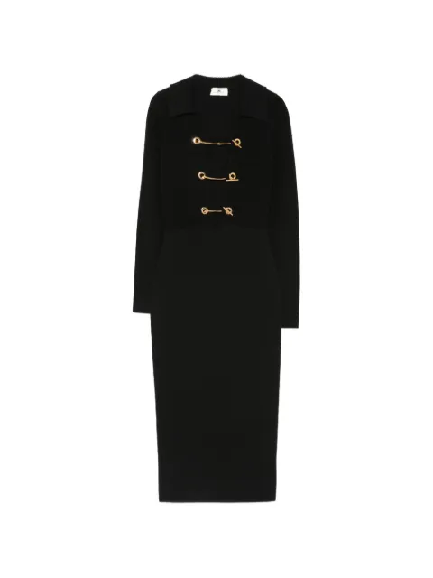 Elisabetta Franchi toggle-fastening ribbed-knit midi dress Black AM01S66E2