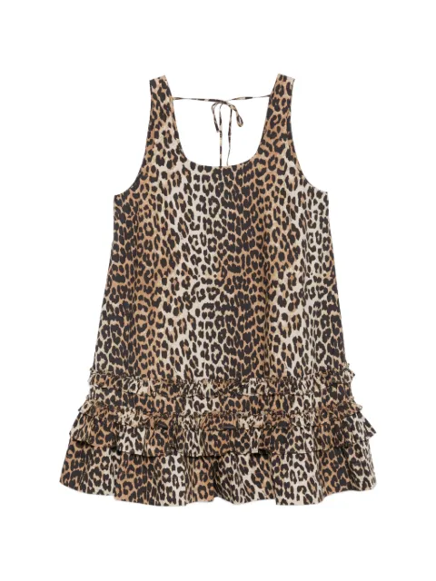 GANNI leopard-print ruffled mini dress Neutrals A1030760