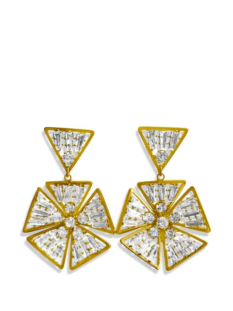 HZMER JEWELLERY Sunflower Sunburst crystal-embellished earrings Gold MCSSEG607