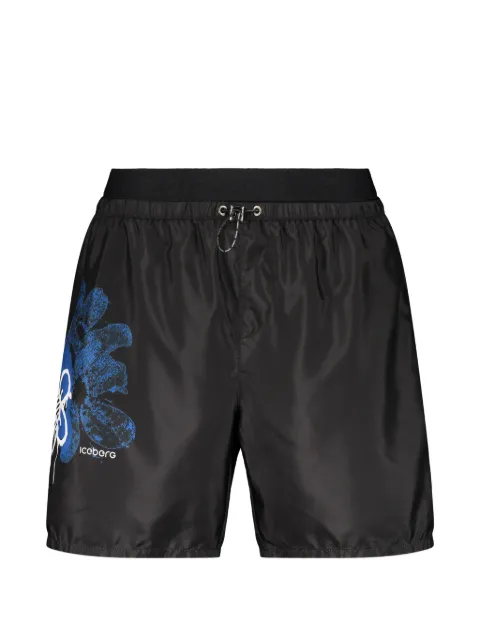 Iceberg graphic-print drawstring swim shorts Black ICE26MBM12