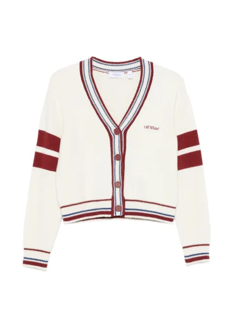 Off-White striped-trim cropped cardigan Neutrals 2FE00530TW223