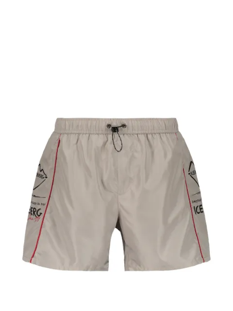 Iceberg logo-print piped swim shorts Neutrals ICE26MBS01