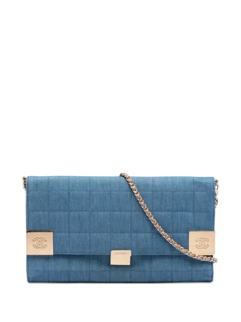 CHANEL Pre-Owned 2002-2003 CC Chocolate Bar Denim Flap shoulder bag Blue Y4Q4IJXQS0SRI253
