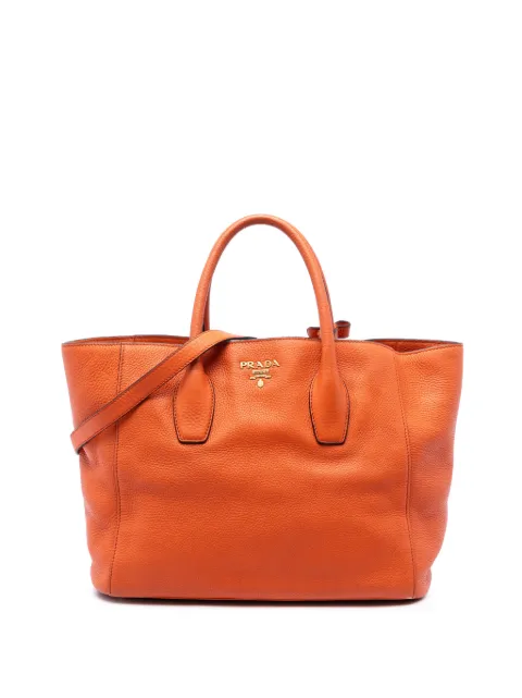 Prada Pre-Owned 2010-2026 Vitello Daino Open Convertible Tote satchel Orange G6SNU7RBEIQEKNSZ
