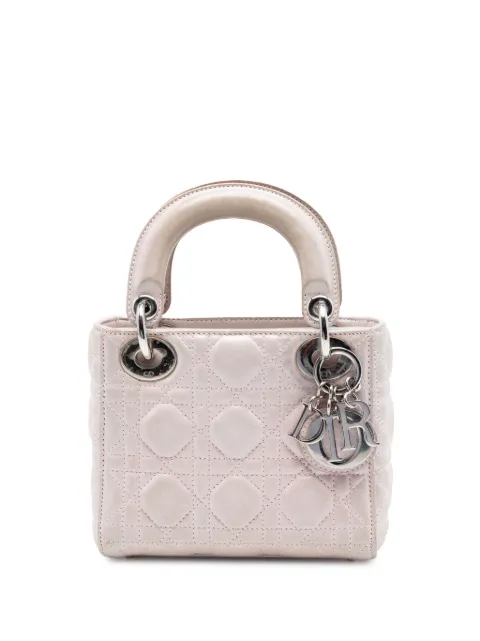 Christian Dior Pre-Owned 2015 Mini Iridescent Lambskin Cannage Lady Dior satchel Pink SFJLRUVM6XYZY15V