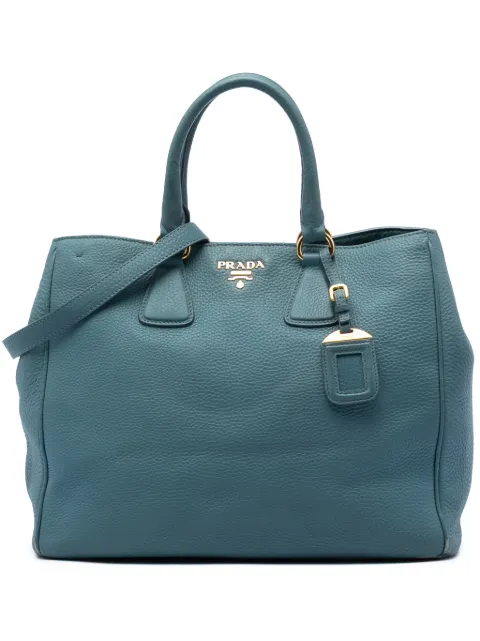 Prada Pre-Owned 2013-2026 Vitello Daino Open Convertible Tote satchel Blue PZOYZU39NJ6CE6K6