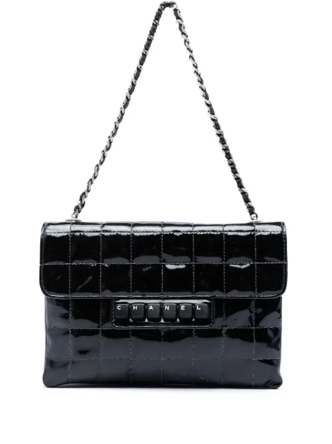 CHANEL Pre-Owned 2000-2002 Chocolate Bar Patent Digital Flap shoulder bag Black 939G89YPB6IMYGQV