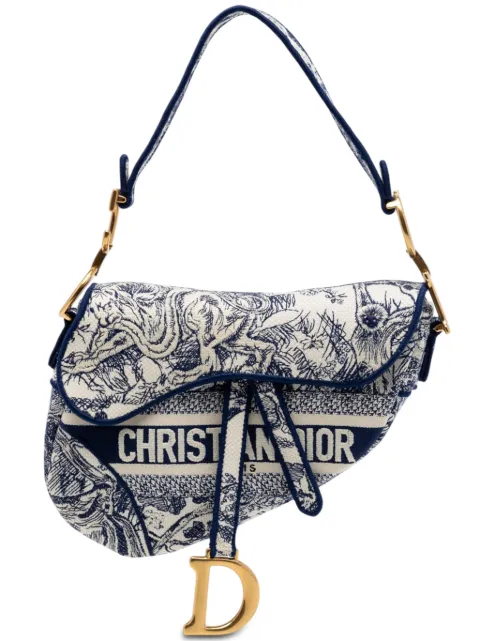 Christian Dior Pre-Owned 2020 Embroidered Canvas Toile de Jouy Saddle Bag shoulder bag Blue 8UHVG59AQ9CPF7RQ