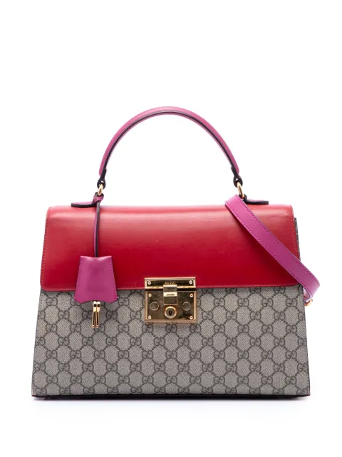 Gucci Pre-Owned 2016-2026 GG Supreme Padlock Top Handle Bag satchel Red 8TJENM5BMQZOJHNA