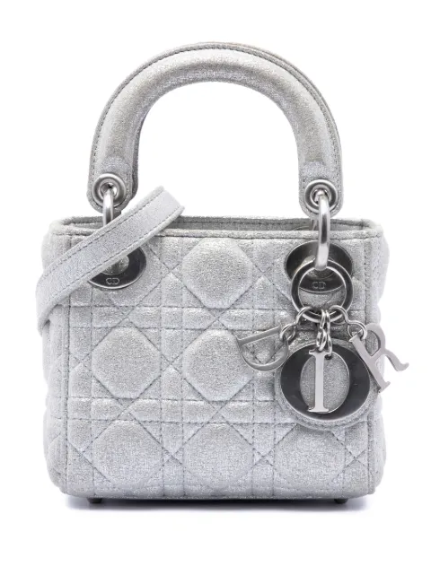 Christian Dior Pre-Owned 2019 Micro Metallic Calfskin Cannage Lady Dior satchel Silver OQZG5TOY9MYKFD4H