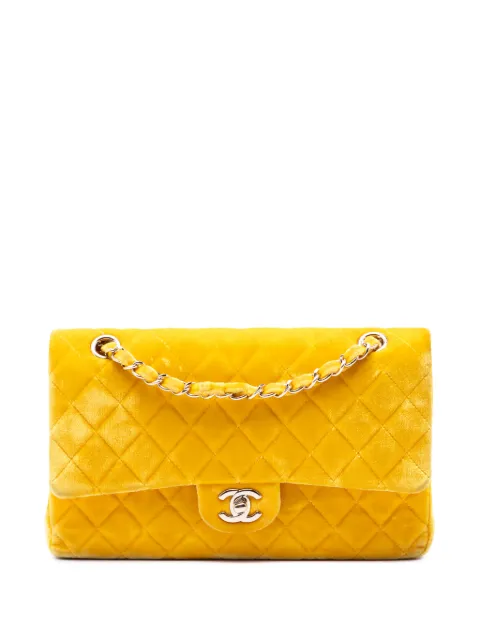 CHANEL Pre-Owned 2015-2016 Medium Classic Velvet Double Flap shoulder bag Yellow 6WRHCHRNUP68X5CJ