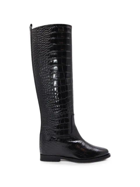 Notabene Isadora crocodile-effect leather boots Black ISADORA