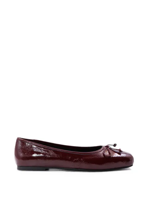 Notabene Serena square-toe bow-detail ballet flats Red SERENA