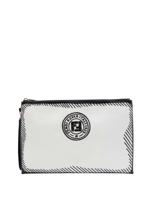 Fendi Pre-Owned 2010-2026 Joshua Vides Leather FF Logo clutch bag White MGG165EOUOZFA2KM