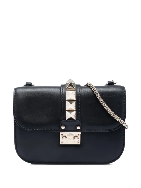 Valentino Garavani Pre-Owned 2000-2017 Small Leather Rockstud Glam Lock crossbody bag Black 4URI8UB5MQG6SOD0