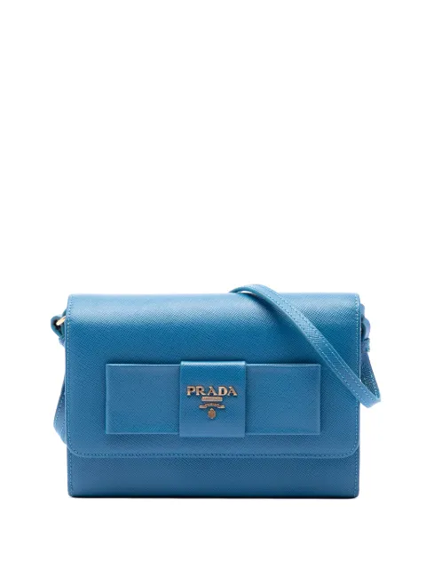 Prada Pre-Owned 2010-2026 Saffiano Lux Bow Wallet On Strap crossbody bag Blue 4EC4EHH1XXATC2GZ