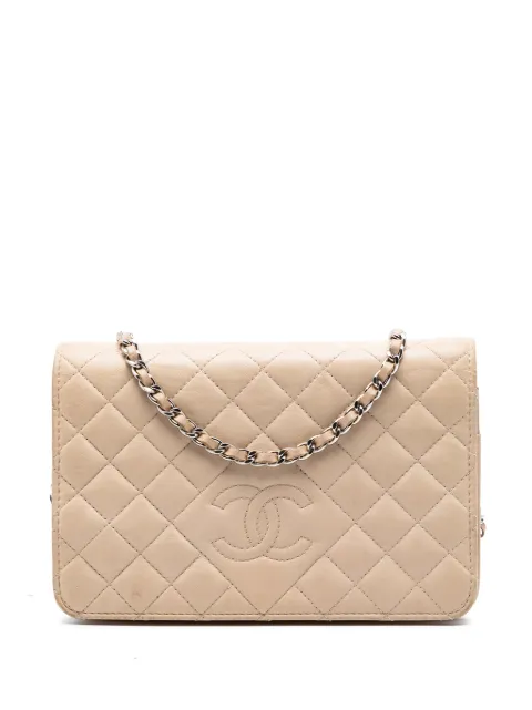 CHANEL Pre-Owned 2013-2014 CC Quilted Lambskin Diamond Wallet On Chain crossbody bag Neutrals J940CJSTEWRS9XIS