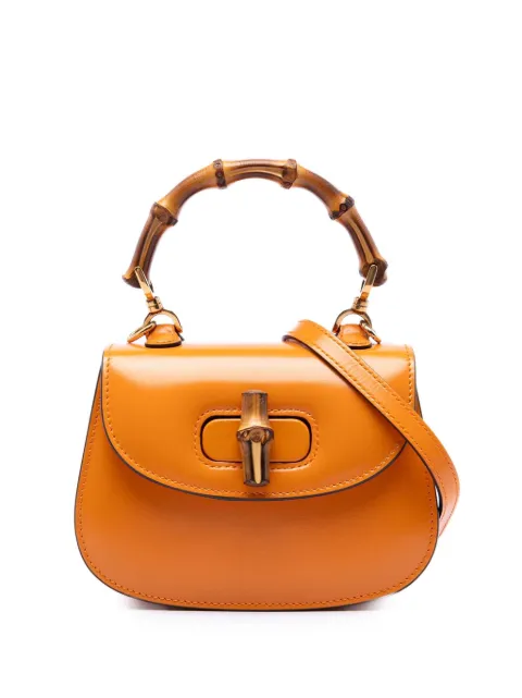Gucci Pre-Owned 2016-2026 Mini Calfskin Web 1947 Bamboo Top Handle Bag satchel Orange J5JZPLIPTMT80ZU1