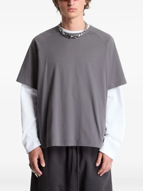 Y-3 logo-print raglan-sleeve T-shirt Grey KT9769