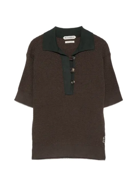 JW Anderson waffle-knit short-sleeve polo shirt Green KW1569YN0535