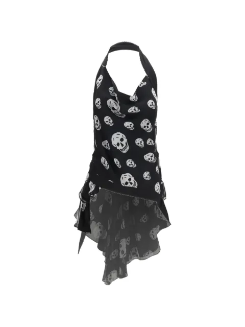 Alexander McQueen skull-print halterneck blouse Black 872175QDAPZ