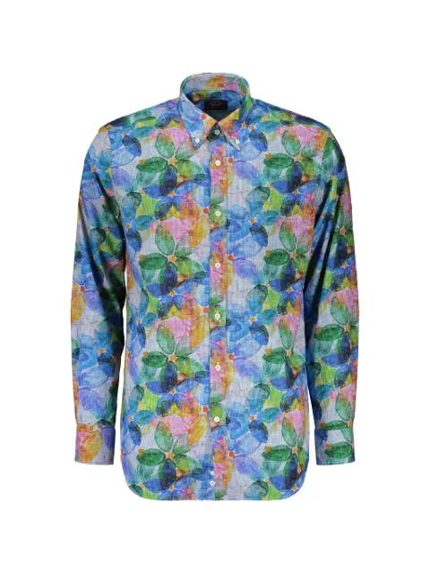 Paul & Shark floral-print long-sleeved shirt Blue P20P3254