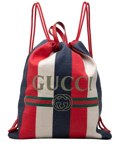 Gucci Pre-Owned 2000-2015 Canvas Sylvie Baiadera Web Drawstring backpack Red T9RJQE79HGT44RCU