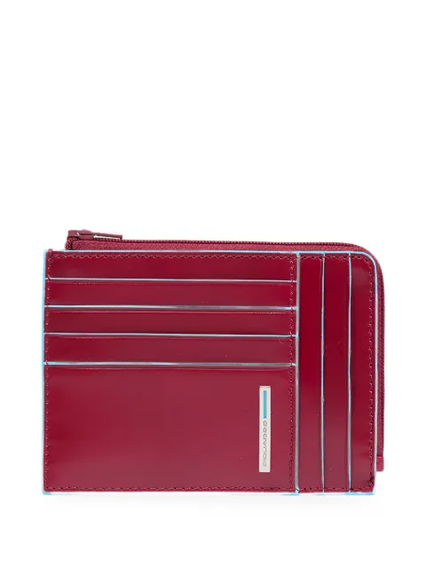 PIQUADRO zipped leather card holder Red PU1243B2R