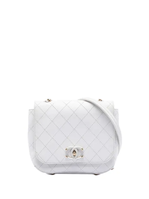 CHANEL Pre-Owned 2019 Small Stitched Calfskin Covered CC Flap crossbody bag White H05OXP14393XF9NP