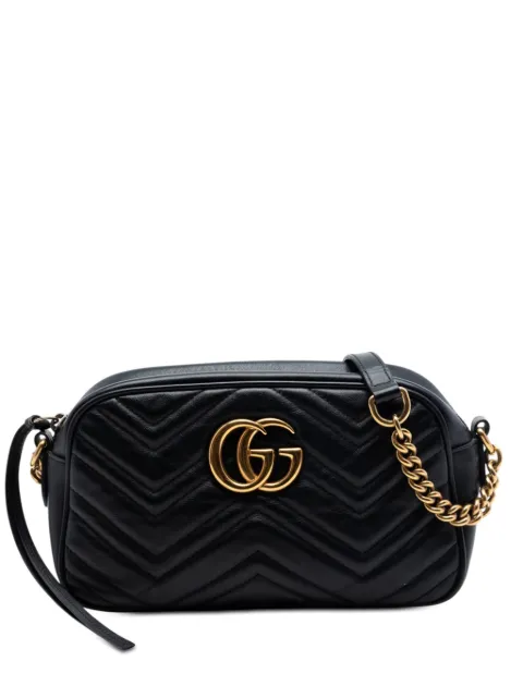 Gucci Pre-Owned 2016-2026 Small GG Marmont Matelasse Calfskin crossbody bag Black GUVWR2SKRMVVZLF3