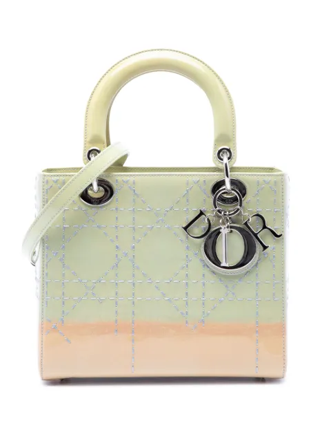 Christian Dior Pre-Owned 2015 Medium Ombre Patent Cannage Lady Dior satchel Green FXN1176M4OK17TOR