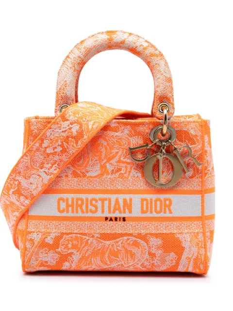 Christian Dior Pre-Owned 2022 Medium Embroidered Canvas Toile De Jouy Lady D Lite satchel Orange FS5KPG2HQ4DK83V7