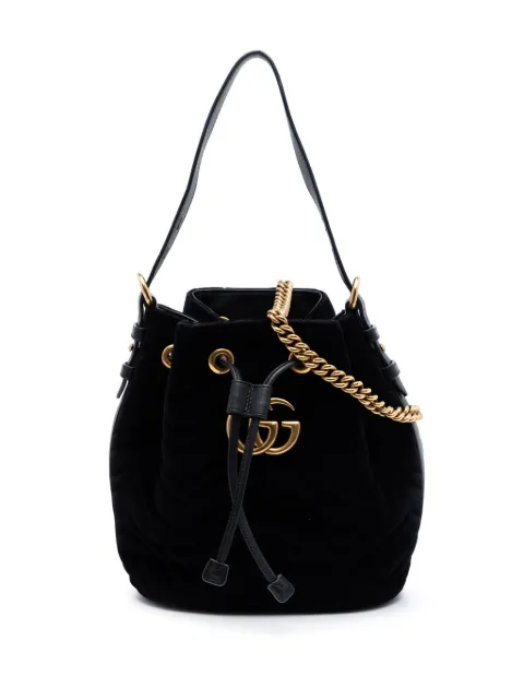 Gucci Pre-Owned 2016-2026 GG Marmont 2.0 Matelasse Velvet bucket bag Black FGYHNE1F91MMM00S