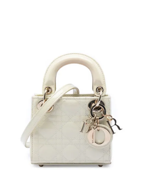 Christian Dior Pre-Owned 2021 Micro Patent Cannage Lady Dior satchel White EDW4R4BV2GUHBO6K
