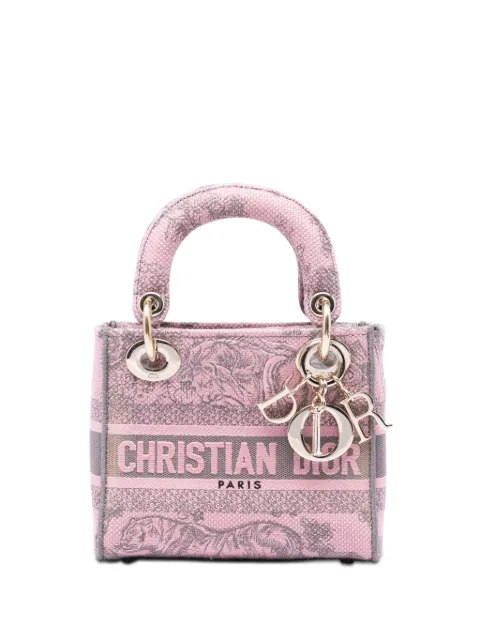 Christian Dior Pre-Owned 2023 Mini Embroidered Canvas Toile De Jouy Lady D Lite satchel Pink X9Z1FOSHEAFH59S0