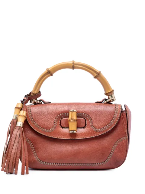 Gucci Pre-Owned 2016-2026 Medium Leather New Bamboo satchel Red WU5N9KVIKT1NARE7