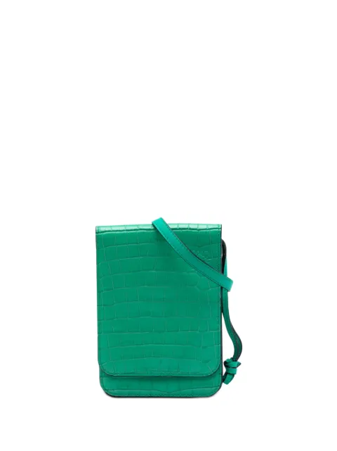 Loewe Pre-Owned 2019 Croc Embossed Leather Anagram Gusset Flat crossbody bag Green E1DTZEDY1KDX7QPZ